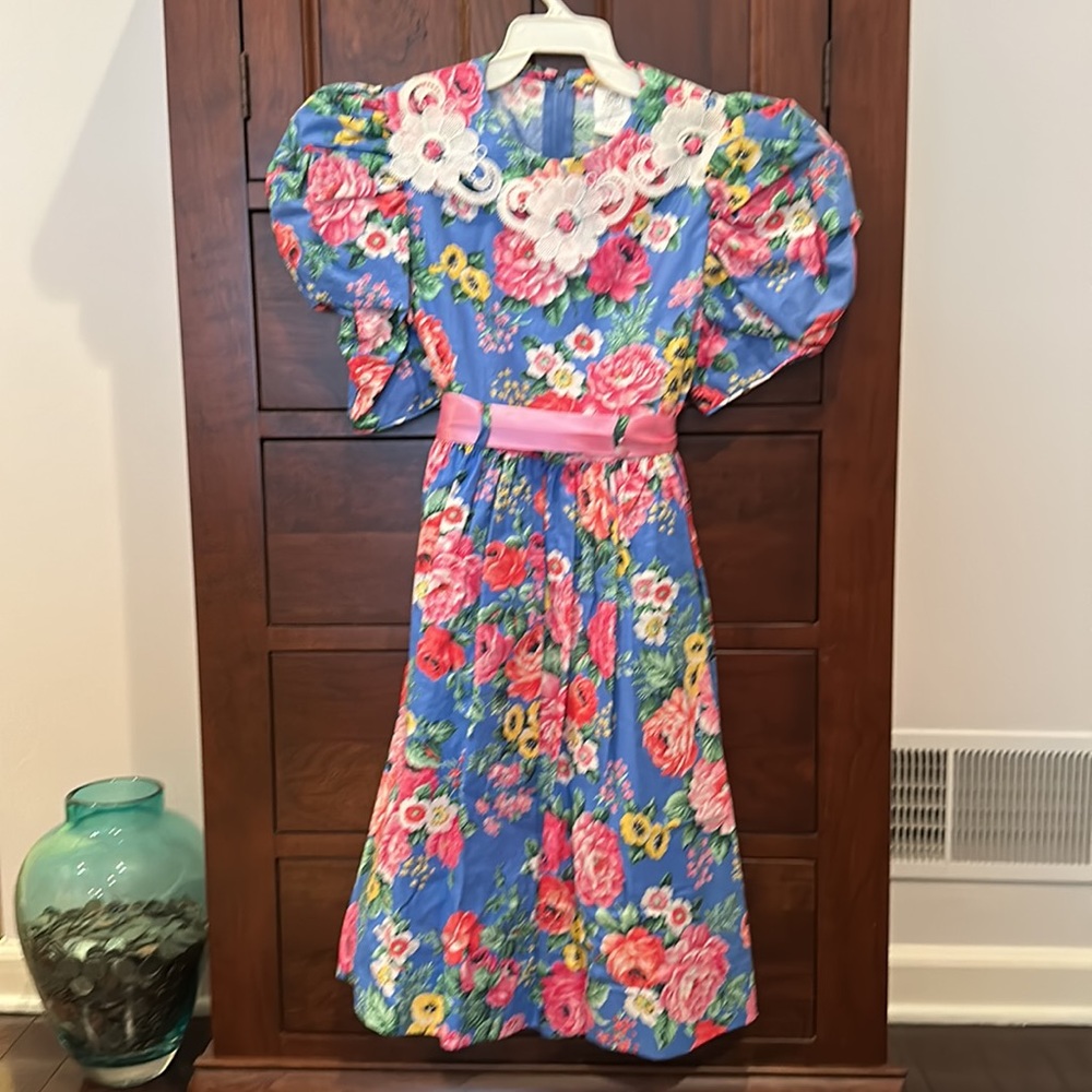 Laura Ashley Mother & Child floral dress with matching headband. Size 8  EUC